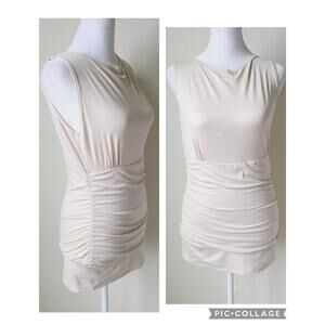 A'nue Ligne Stretch Tank Top Shell Small Ruched‎ Sleeveless Tactel Lycra Blend